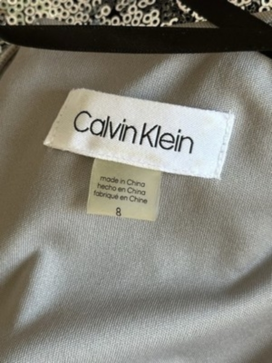 Calvin Klein Sequined Ombre Maxi Dress Silver Purple V-Neck Ball Gown Size 8 - Picture 7 of 9